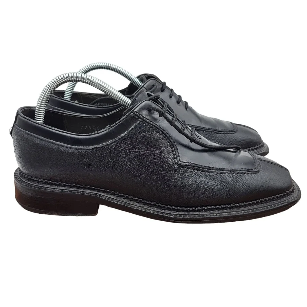 Mezlan Cappella Oxford Dress Shoes Mens Size 8 Black Leather Split Toe Spain
